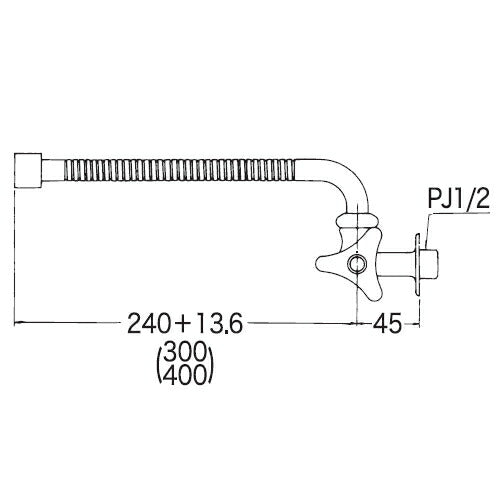 KVK　横形自在水栓400mm（フレキパイプ付）　一般地用　【品番：K10FL-R40】