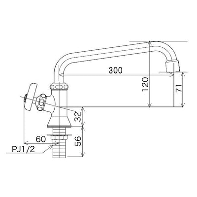 KVK　立形自在水栓300mmパイプ付 左ハンドル・泡沫付　一般地用　【品番：K16NDVLFR30】