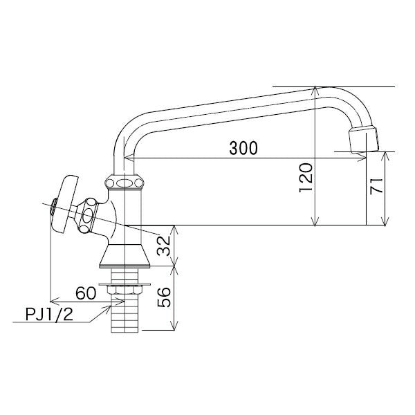 KVK　立形自在水栓300mmパイプ付 左ハンドル・泡沫付　一般地用　【品番：K16NDVLFR30】