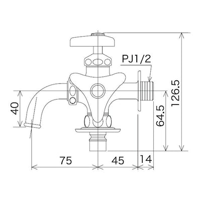 KVK　二口横水栓（ツバ付ワンタッチニップル付）　寒冷地用　【品番：K124BNZ】