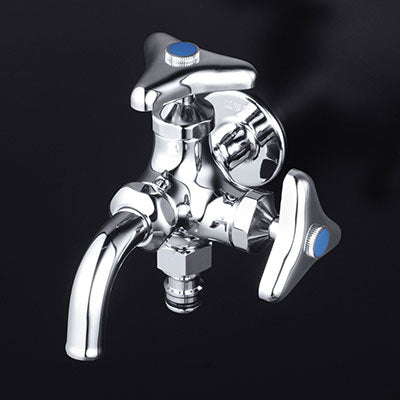 KVK　屋外ホース接続ニップル付二口横水栓　寒冷地用　【品番：K124SPZ】●
