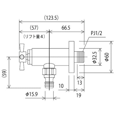 KVK　屋外ホース接続ニップル付水栓　寒冷地用　【品番：K1400SPZ】