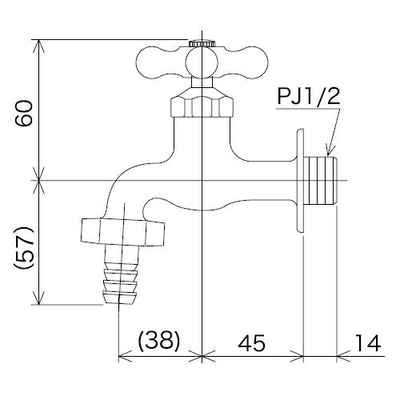 KVK　カップリング付横水栓（レトロピアンハンドル付）　寒冷地用　【品番：K4CZ】