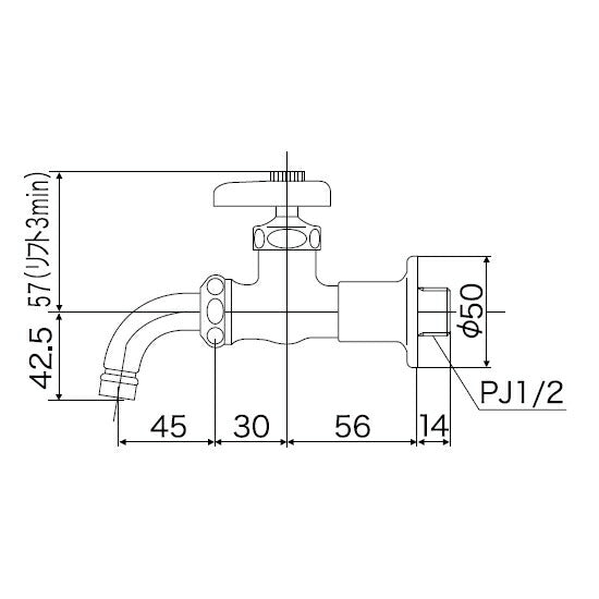KVK　送り座付吐水口回転形水栓（ワンタッチノズル付）　一般地用　【品番：K111BJ】
