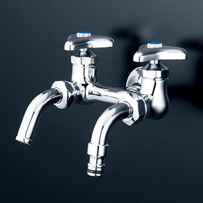 KVK　屋外ホース接続ノズル付二口水栓　寒冷地用　【品番：K112SPZ】
