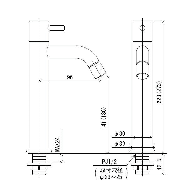 KVK　立水栓（単水栓）ロングボディ　一般地・寒冷地共用　【品番：LFK612-112】