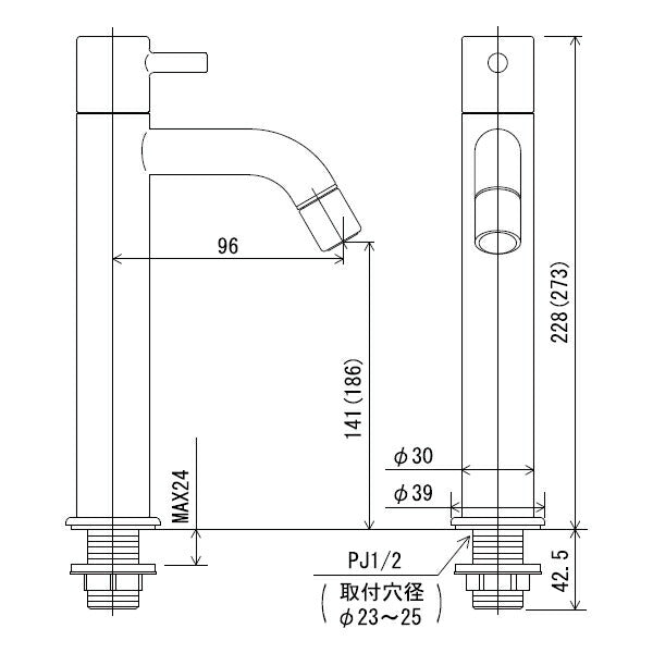 KVK　立水栓（単水栓）ロングボディ　一般地・寒冷地共用　【品番：LFK612-187】