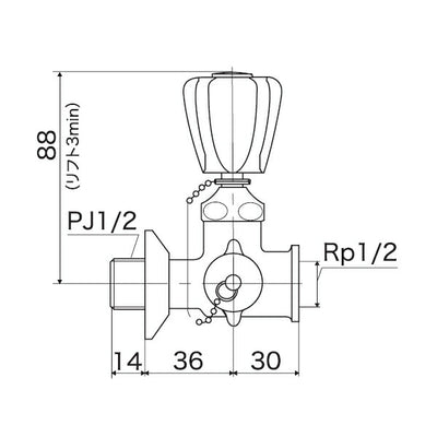 KVK　三方分岐水栓（コック付）　【品番：K20W】