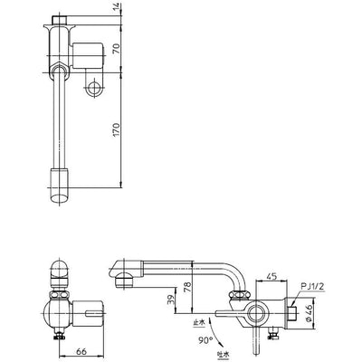 SANEI　横形自在水栓　寒冷地用　【品番：JA202DCK-13】