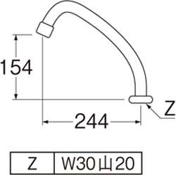 SANEI　泡沫台付混合栓パイプ　【品番：PA231H-61X24-19】