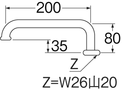 【在庫処分】SANEI　腰高パイプ　【品番：PA25J-60X-16】