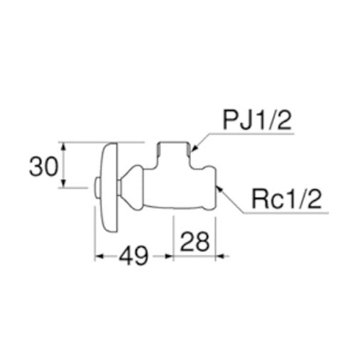 SANEI　止水栓本体［共用形］　【品番：V22A-X3-13】○