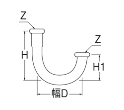 SANEI　幅広U管　【品番：H70-670-25X100】