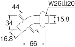 SANEI　洗濯機用L型ニップル　【品番：PY12-4TX-16】