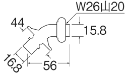 SANEI　洗濯機用L型ニップル　【品番：PY12J-85X-16】
