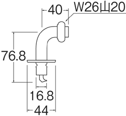 SANEI　洗濯機用L型ニップル　【品番：PY122-40TVX-16】