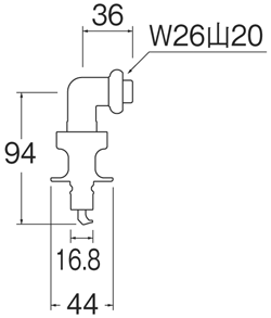 SANEI　洗濯機用L型ニップル　【品番：PY123-40TVX-16】