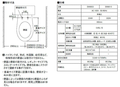 SANEI　温水洗浄便座“シャワンザ”（脱臭機能なし）　ホワイト　【品番：EW9013-W】