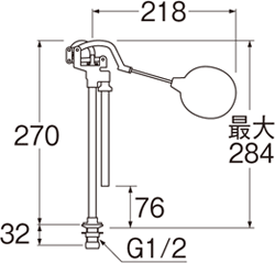 SANEI　立形ロータンクボールタップ　【品番：V48-13】