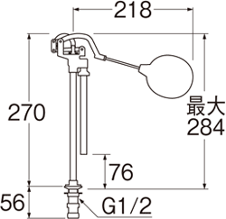 SANEI　逆止付立形ロータンクボールタップ　【品番：V48V-13】