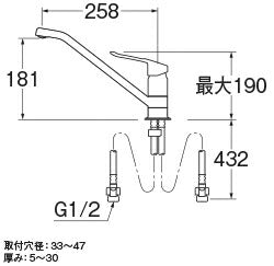 SANEI　シングルワンホール混合栓（キッチン用）　一般地用　【品番：K87111ETJVZ-13】●