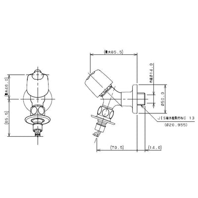 カクダイ　洗濯機用水栓（ストッパー、送り座つき）　一般地用　【品番：721-520-13】