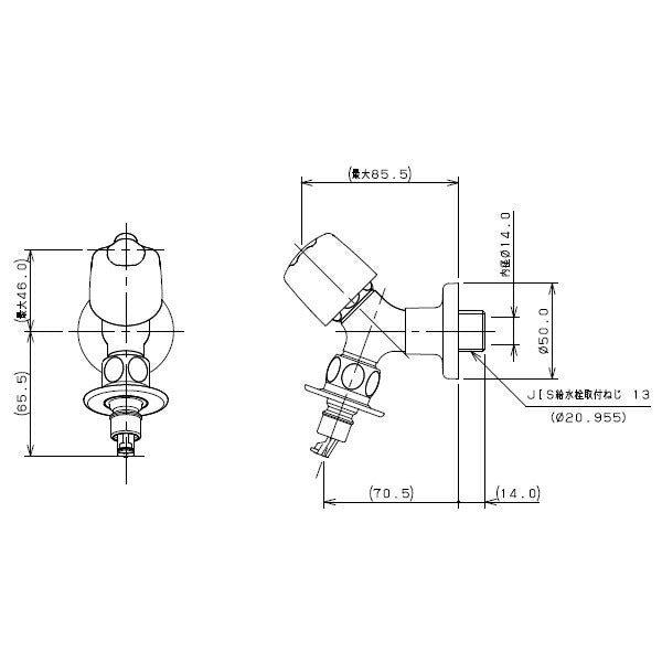 カクダイ　洗濯機用水栓（ストッパー、送り座つき）　一般地用　【品番：721-520-13】