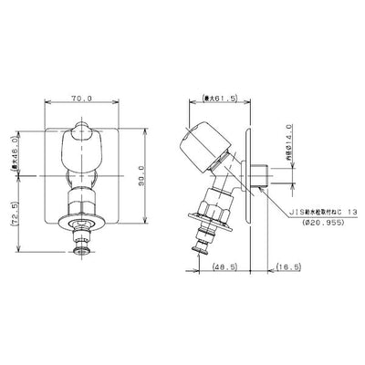 カクダイ　洗濯機用水栓（ストッパーつき）　一般地用　【品番：721-518-13】