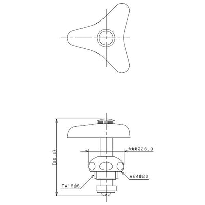 カクダイ　水栓用上部（固定コマ）（13用）　寒冷地用　【品番：9070KK】