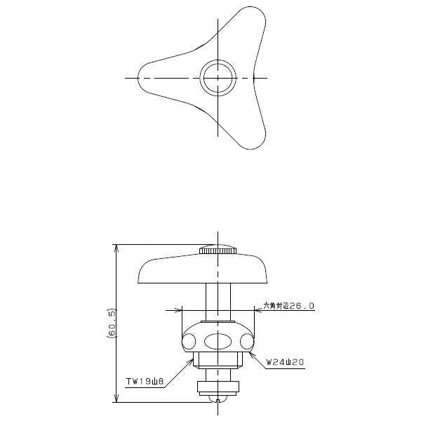 カクダイ　水栓用上部（固定コマ）（13用）　寒冷地用　【品番：9070KK】