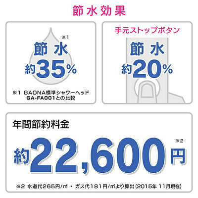カクダイ　GAONA 赤札見つけ 節水・低水圧ストップシャワーヘッド（ホワイト）　【品番：GA-FC015】