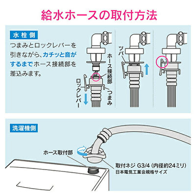 カクダイ　GAONA これエエやん 洗濯機用給水ホース2.0ｍ（ストッパー付）　【品番：GA-LC012】