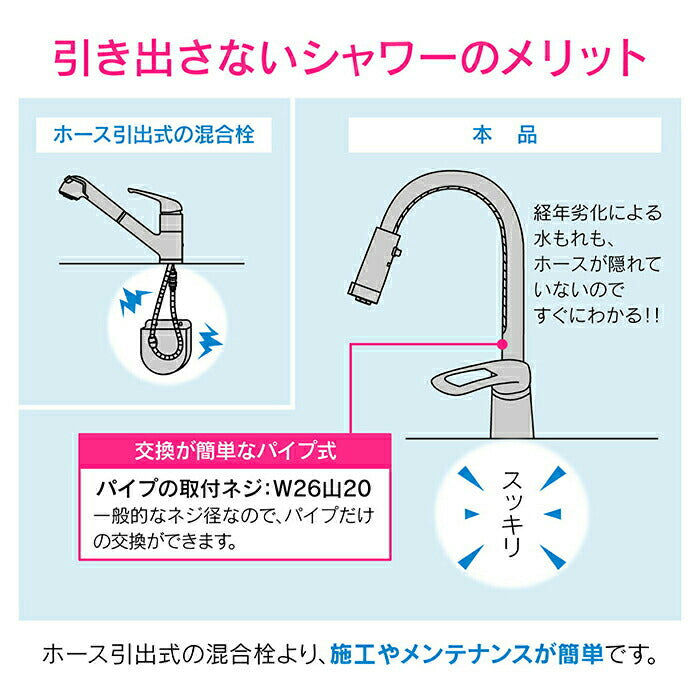 カクダイ　GAONA これエエやん ワンホールシングルレバー混合栓（シャワー付、寒冷地仕様）　【品番：GA-BF005K】