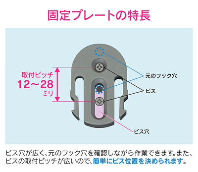 カクダイ　GAONA　これエエやん ビス止め式角度調節シャワーフック　【品番：GA-FP028】