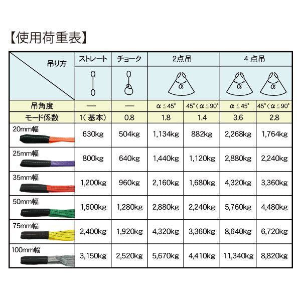 フリーク　FREAK CEベルトスリングE型 使用荷重630kg 幅20mm 長さ3m　【品番：65294】