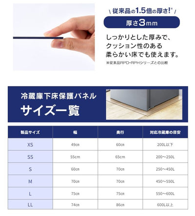 アイリスオーヤマ　冷蔵庫／冷凍庫下床保護パネル3mm厚XSサイズ RP3D-XS　【品番：102157】