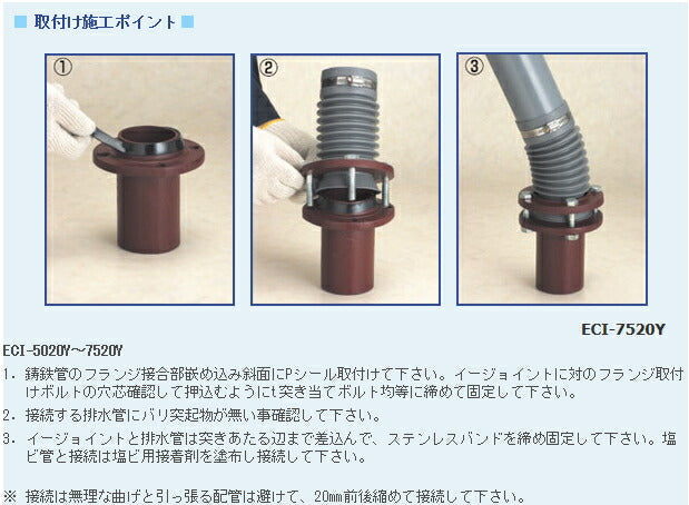 エムツーエム　e-Joint（イージョイント）　排水鋳鉄管（L型）改修工事用　【品番：ECI-5020Y】