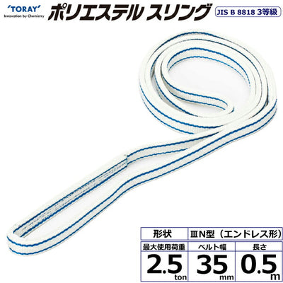 東レインターナショナル　ポリエステルスリング PET3N エンドレス形 2.5ton 幅35mm 長さ0.5m　【品番：PET3N 35×0.5】
