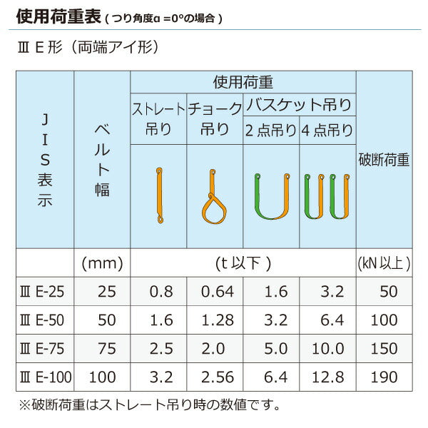 東レインターナショナル　ナイロンスリング N3E 両端アイ形 3.2ton 幅100mm 長さ6.5m　【品番：N3E 100×6.5】