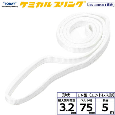 東レインターナショナル　ケミカルスリング C1N エンドレス形 3.2ton 幅75mm 長さ5m　【品番：C1N 75×5.0】