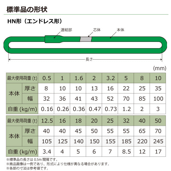 東レインターナショナル　シライマルチスリング HN エンドレス形 1.6ton 幅41mm 長さ10m　【品番：HN W016×10.0】
