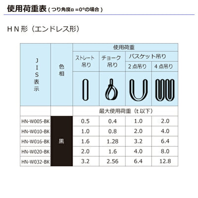 東レインターナショナル　シライマルチスリング HN エンドレス形 ブラックタイプ 1.6ton 幅41mm 長さ1m　【品番：HN W016×1.0m BK】