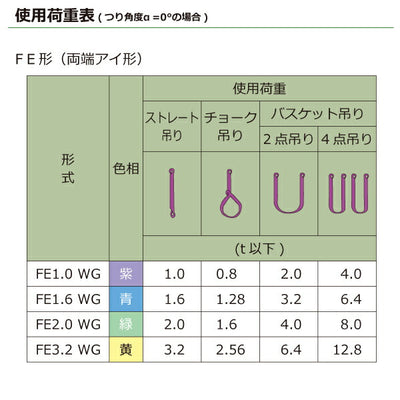 東レインターナショナル　シライマルチスリングWG FE 両端アイ形 1ton 幅40mm 長さ1m　【品番：FE 1.0t×1.0m WG】