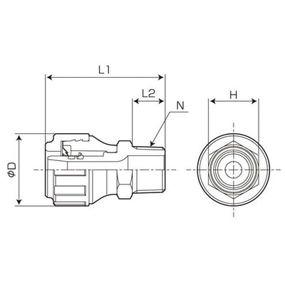 バクマ工業　ワンタッチ継手 ハードロック オネジアダプター（EOP）　【品番：EOP1/2×13】