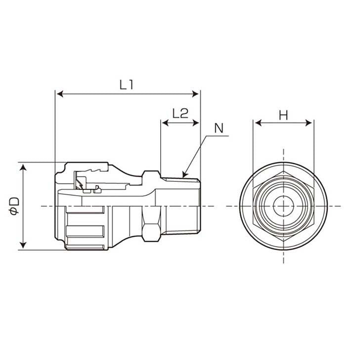 バクマ工業　ワンタッチ継手 ハードロック オネジアダプター（EOP）　【品番：EOP1/2×13】