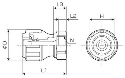 バクマ工業　ワンタッチ継手 ハードロック メネジアダプター平行ネジ（EMGP）　【品番：EMGP1/2×13】