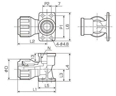 バクマ工業　ワンタッチ継手 ハードロック 片座水栓エルボ（EKZLP）　【品番：EKZLP1/2×13】