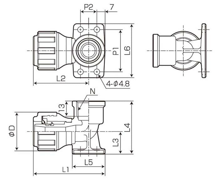 バクマ工業　ワンタッチ継手 ハードロック 片座水栓エルボ（EKZLP）　【品番：EKZLP1/2×13】