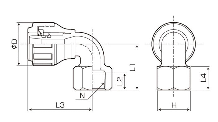 バクマ工業　ワンタッチ継手 ハードロック 座無し水栓エルボ（ESLP）　【品番：ESLP1/2×13】