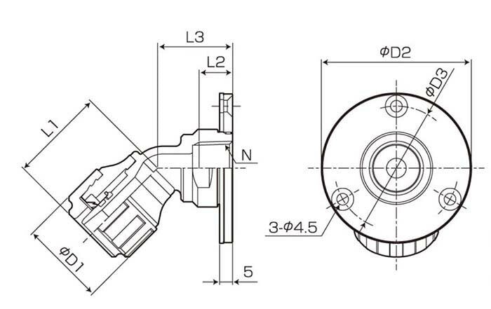 バクマ工業　ワンタッチ継手 ハードロック 床上ソケット（EZTMP-45°）　【品番：EZTMP1/2×13-45°】